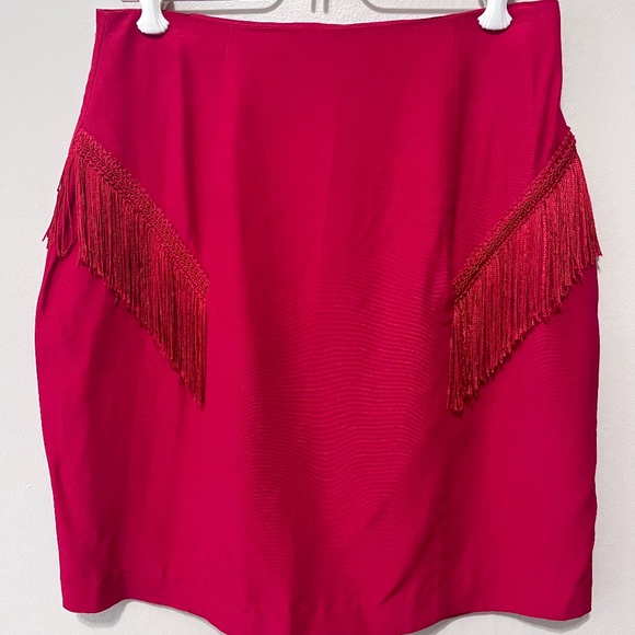 Vintage Red Fringe Miniskirt - Picture 1 of 6